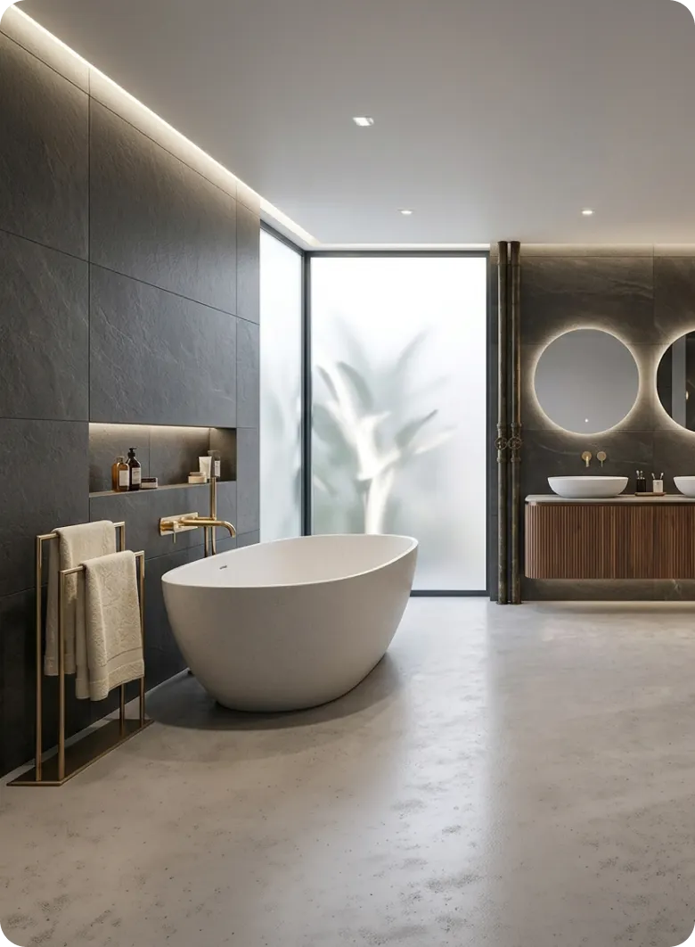 Modernes Badezimmer nach der Sanierung durch Maibach Bau in Allersberg