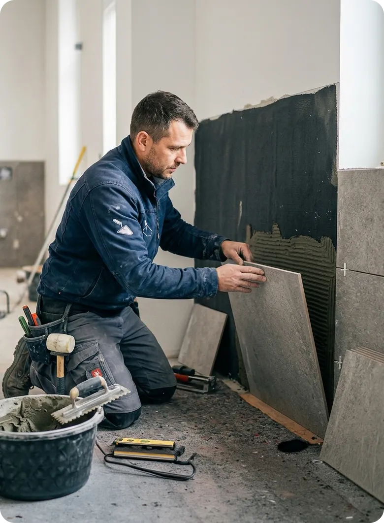 Maibach Bau beim Verlegen von Wand- und Bodenfliesen in Allersberg