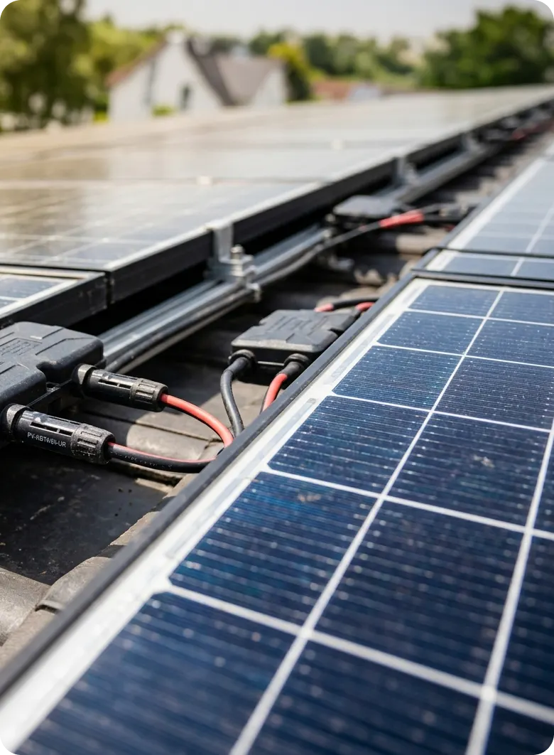 Photovoltaikmodule auf einem Dach, montiert von Maibach Bau in Allersberg